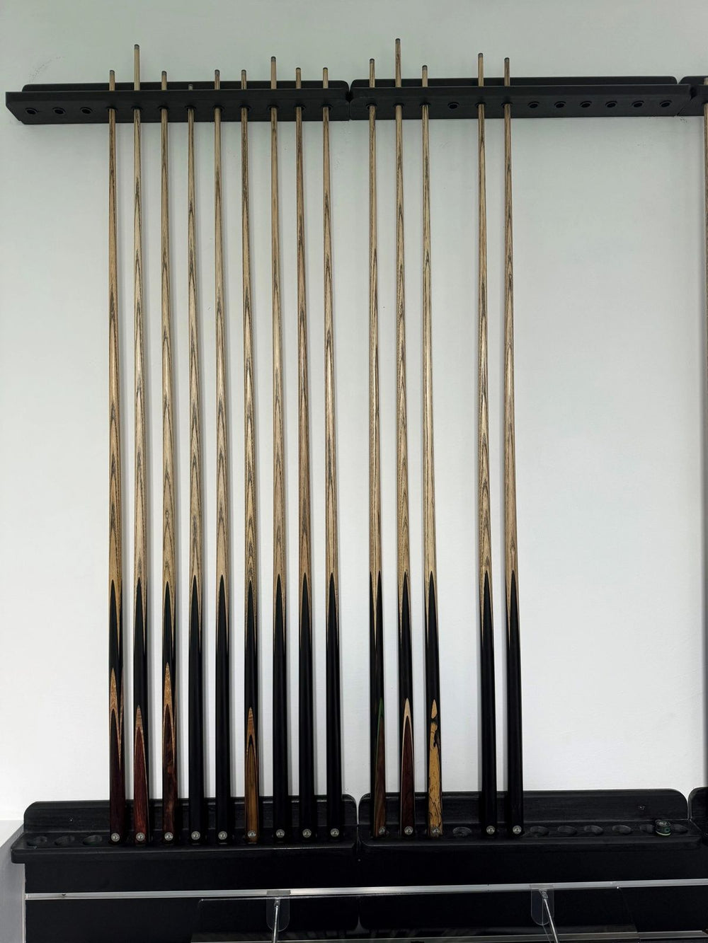 12 Hole Painted Black Cue Rack